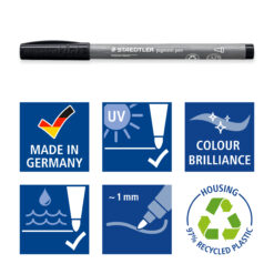 STAEDTLER® 376 -99 pigment pen with bullet nib - intense black